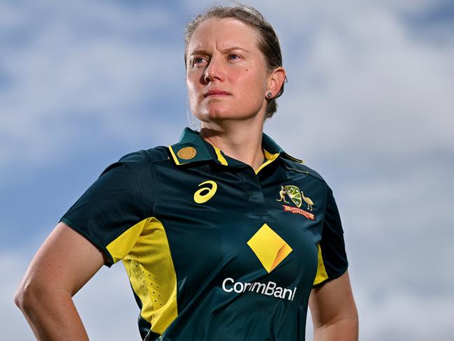 MACKAY, AUSTRALIA - SEPTEMBER 18: Alyssa Healy, captain of Australia poses for portraits during a women's T20 International media opportunity at Great Barrier Reef Arena on September 18, 2024 in Mackay, Australia. (Photo by Albert Perez/Getty Images)