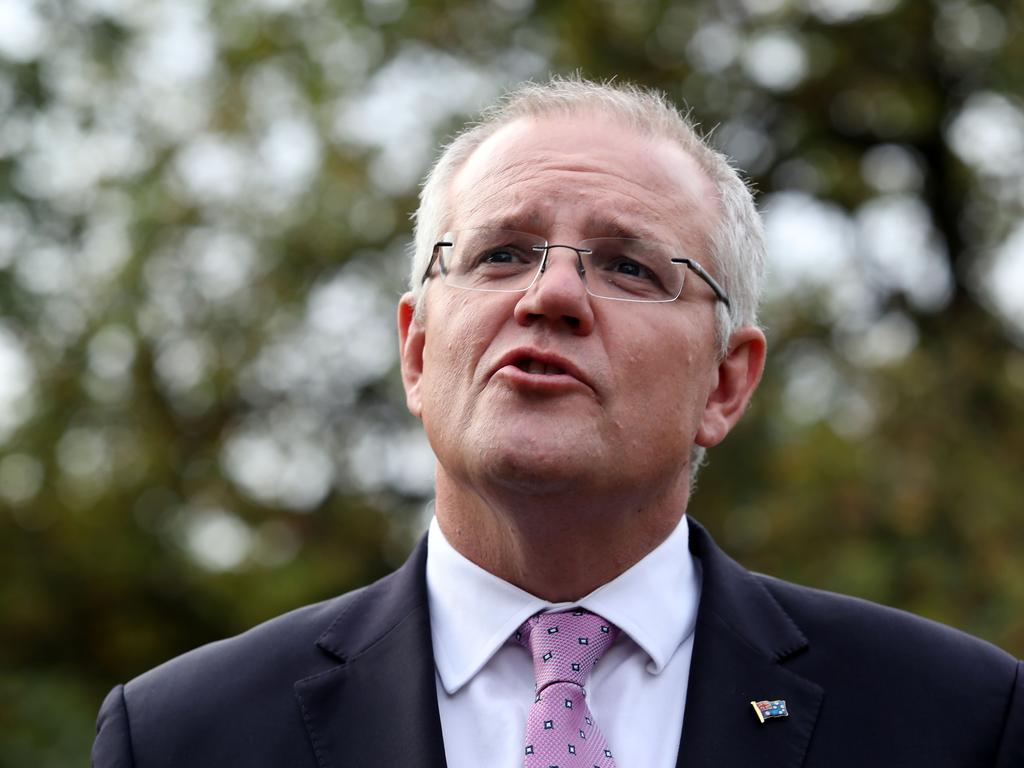 Prime Minister Scott Morrison confirms the news of the deaths at a press conference in Melbourne.  Picture: Gary Ramage