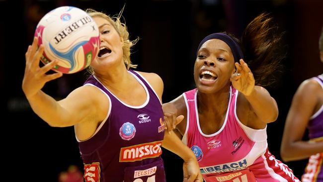 Greta Bueta and Eboni Usoro-Brown will be teammates at the Firebirds. Picture: Darren England