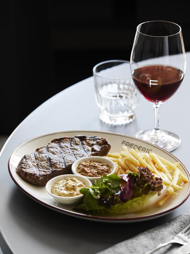 Porterhouse, fries, salad is bar food with class. Picture: Sharyn Cairns