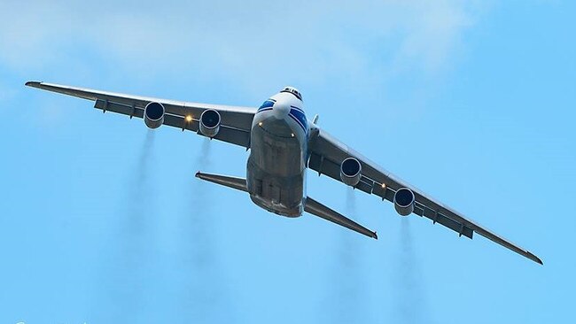 The Antonov An-124 cargo plane takes off from Cairns Airport. PICTURE: Genevieve Vallee