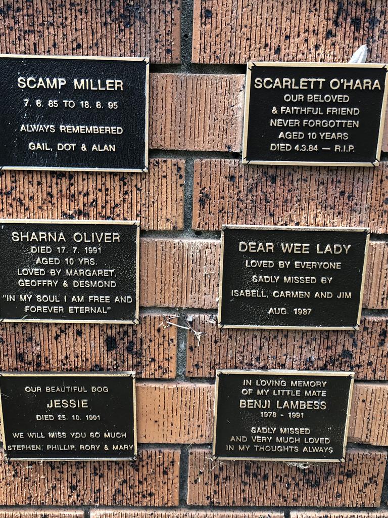 The ashes of beloved animals including Scarlett O’Hara and Benji Lambess interred at the cemetery.