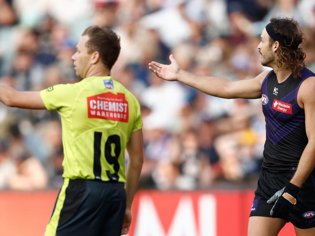 The AFL has admitted the umpires missed a late call. (Photo by Michael Willson/AFL Photos via Getty Images)