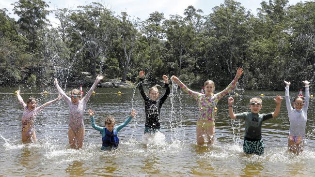 Youngsters celebrate Lake Parramatta’s reopening.