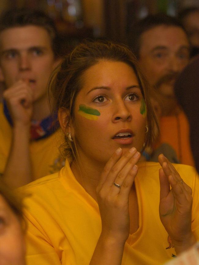 News 26/6/06 Soccer Fans parting at Shenanigans ahead of tonights game against Italy. Pictured is Nat Beale. Photo: Aaron Francis