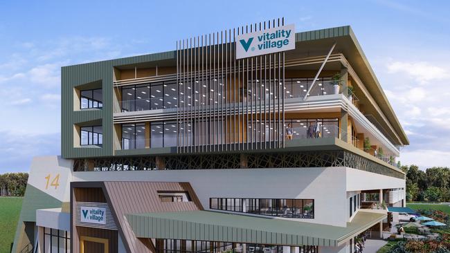 An artist’s impression of Be’s Vitality Village, a health and wellbeing hub opening at Birtinya later this year.