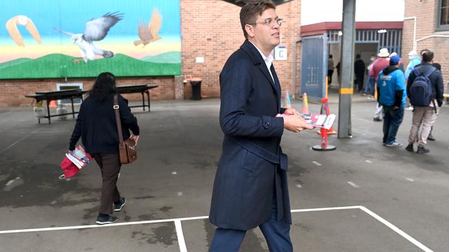 Labor candidate for Bennelong Jerome Laxale at West Ryde Public School. Picture: Jeremy Piper