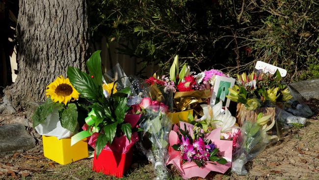 Flowers placed at Macquarie St to honour and mourn Tara Brown. Picture: Tim Marsden