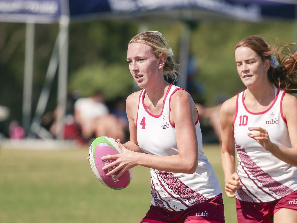 Moreton Bay College V Ferny Grove State High at the 2024 Gold Coast Titans All Schools Touch Football Picture: Glenn Campbell