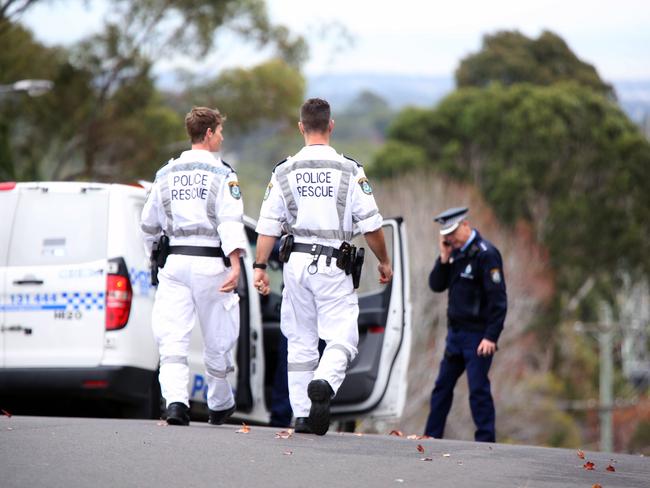 Forensic police work at the scene of a crime in Carlingford. Picture: AAP Image/Angelo Velardo