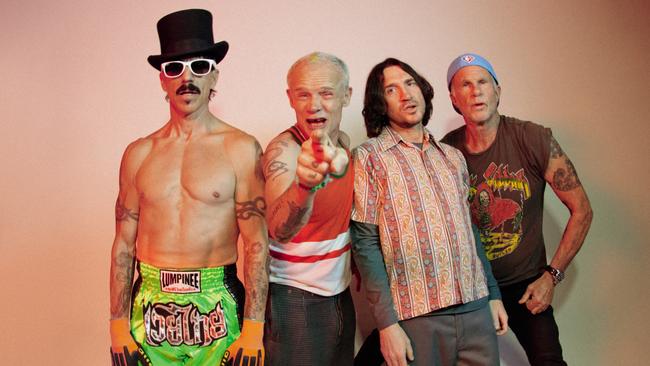 A good place: Anthony Kiedis, Flea (aka Michael Balzary), John Frusciante and Chad Smith are the Red Hot Chili Peppers, one of few rock bands on the planet capable of filling stadiums. Picture: Clara Balzary