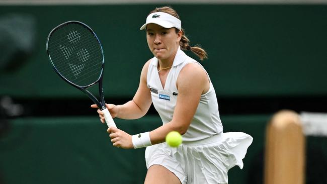 New Zealand's Lulu Sun returns the ball to Croatia's Donna Vekic during their women's singles quarter-finals match. Picture: AFP