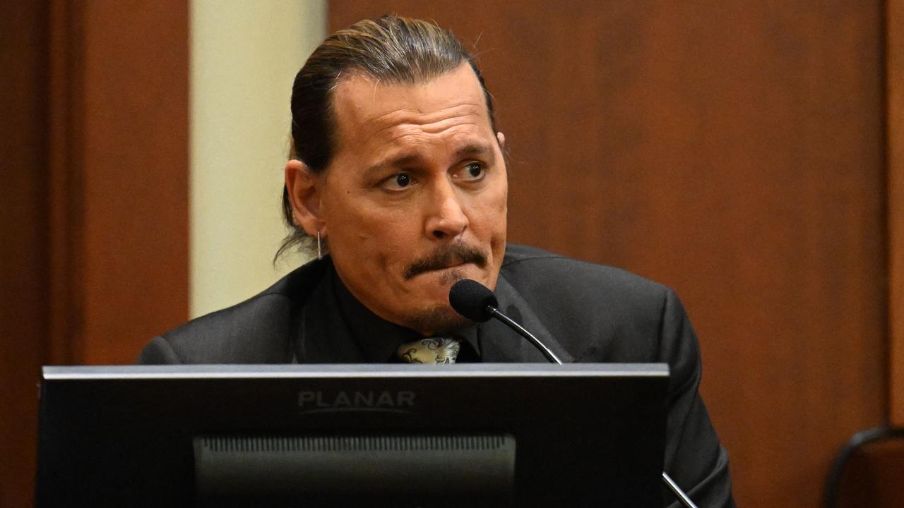 Johnny Depp told a court he’s ‘ashamed’ of his text messages to his ex wife Amber Heard. Picture: JIM WATSON/POOL/AFP