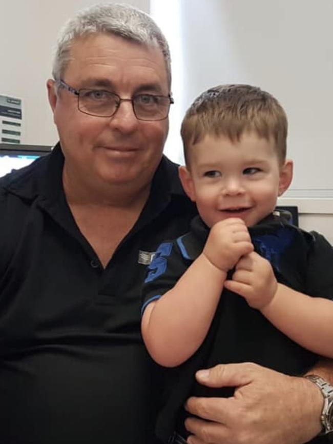 Wes 'Pop' Carlton with his two-year-old  grandson Clancy.