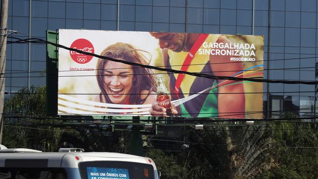 Australian athlete Michelle Jenneke on a billboard on the streets of Rio de Janeiro.