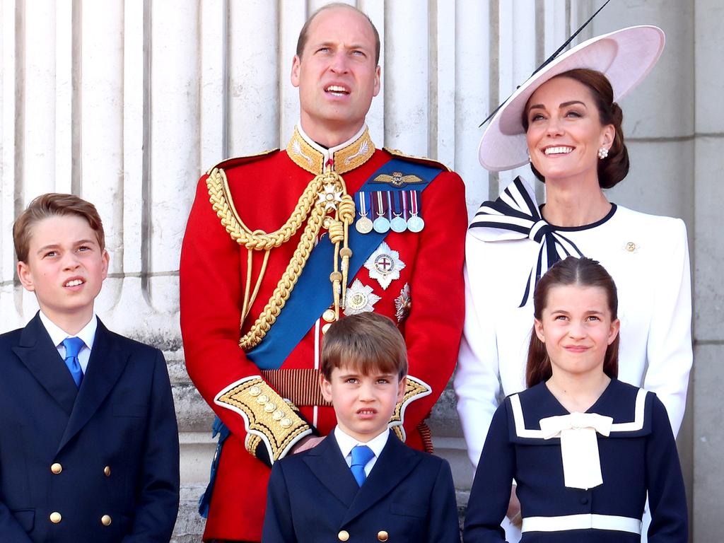 George, Louis and Charlotte join the Prince and Princess of Wales at Trooping the Colour. (Photo by Chris Jackson/Getty Images)