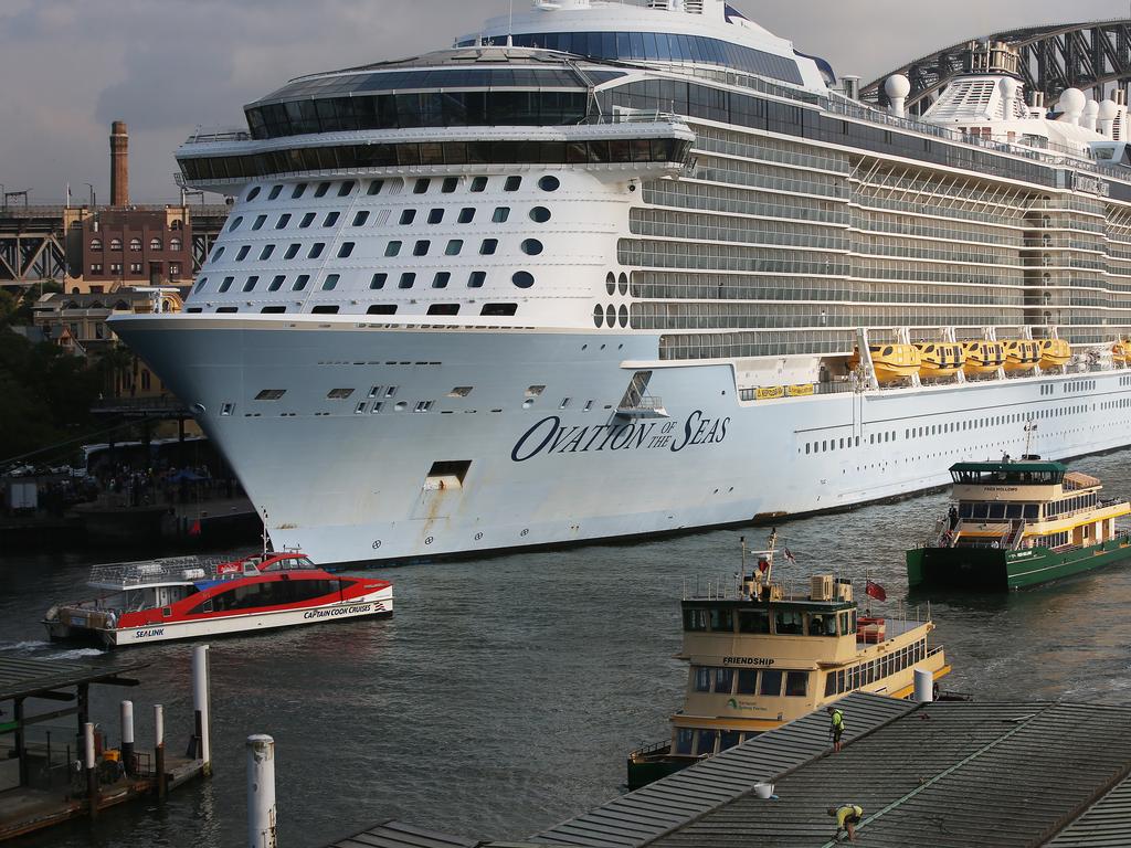 The Ovation of the Seas returns to Circular Quay in Sydney on December 16 after several of its passengers were killed on White Island. Picture: Lisa Maree Williams/Getty Images