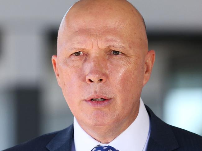 Federal Member for Dickson Peter Dutton addresses the media as he visited the start of construction on HoneycombesÃ¢â¬â¢ $140 million redevelopment of Ferny Grove train station.  Picture: Zak Simmonds