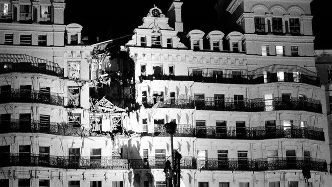 The damaged Grand Hotel in Brighton after the attempted assassination of Margaret Thatcher.