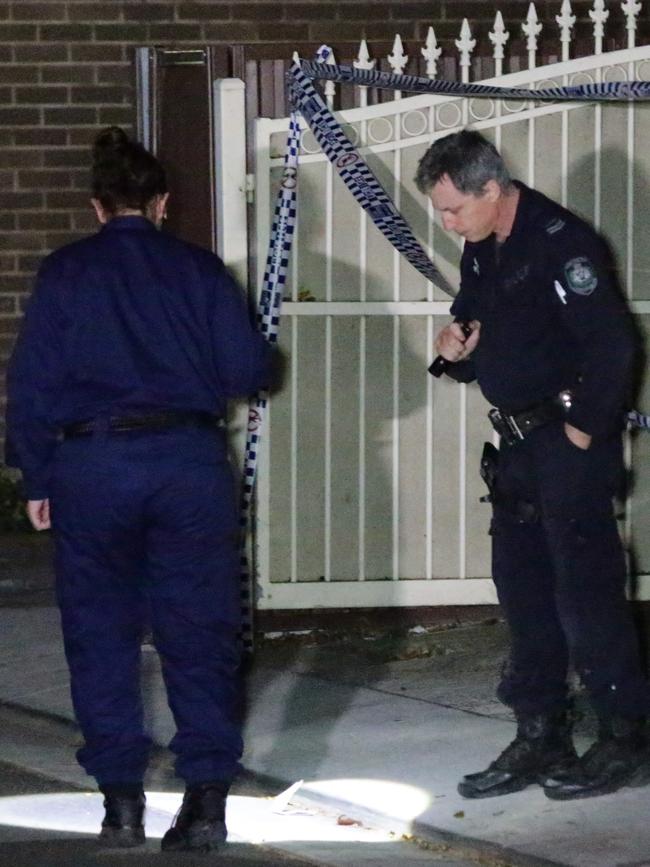 Campsie police officers at the scene of the shooting. Picture: Bill Hearne