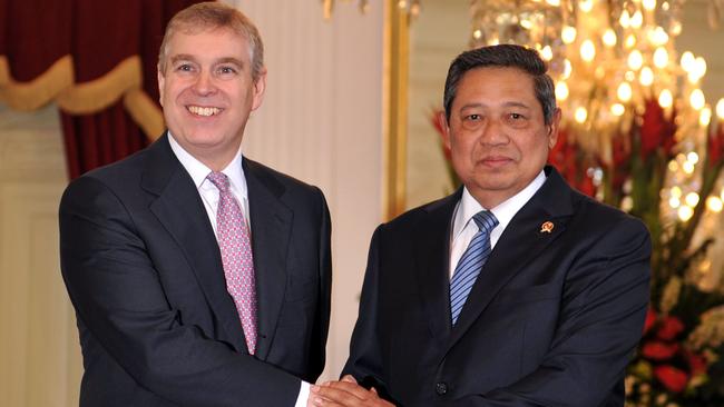 Prince Andrew with former Indonesian President Susilo Bambang Yudhoyono on a trade-related visit to Jakarta in 2011.