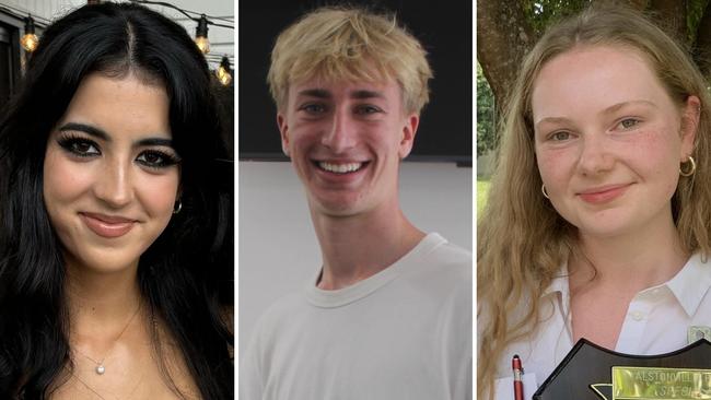 (From left) Sophia St Clair Honey, Reid Sweeney, and Annie Tolman are all planning some break before embarking on the next chapter of their lives after blitzing their HSC.