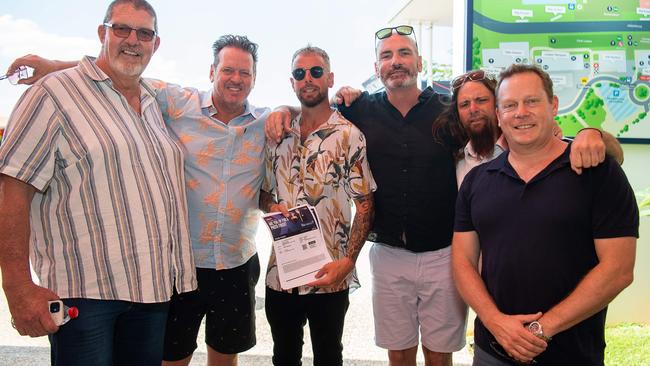 Matt Thurston, Craig Weston, Arthur Domney, Beau Michlik, Roger Steward and Colin Lees at the 2023 Darwin Derby day. Picture: Pema Tamang Pakhrin