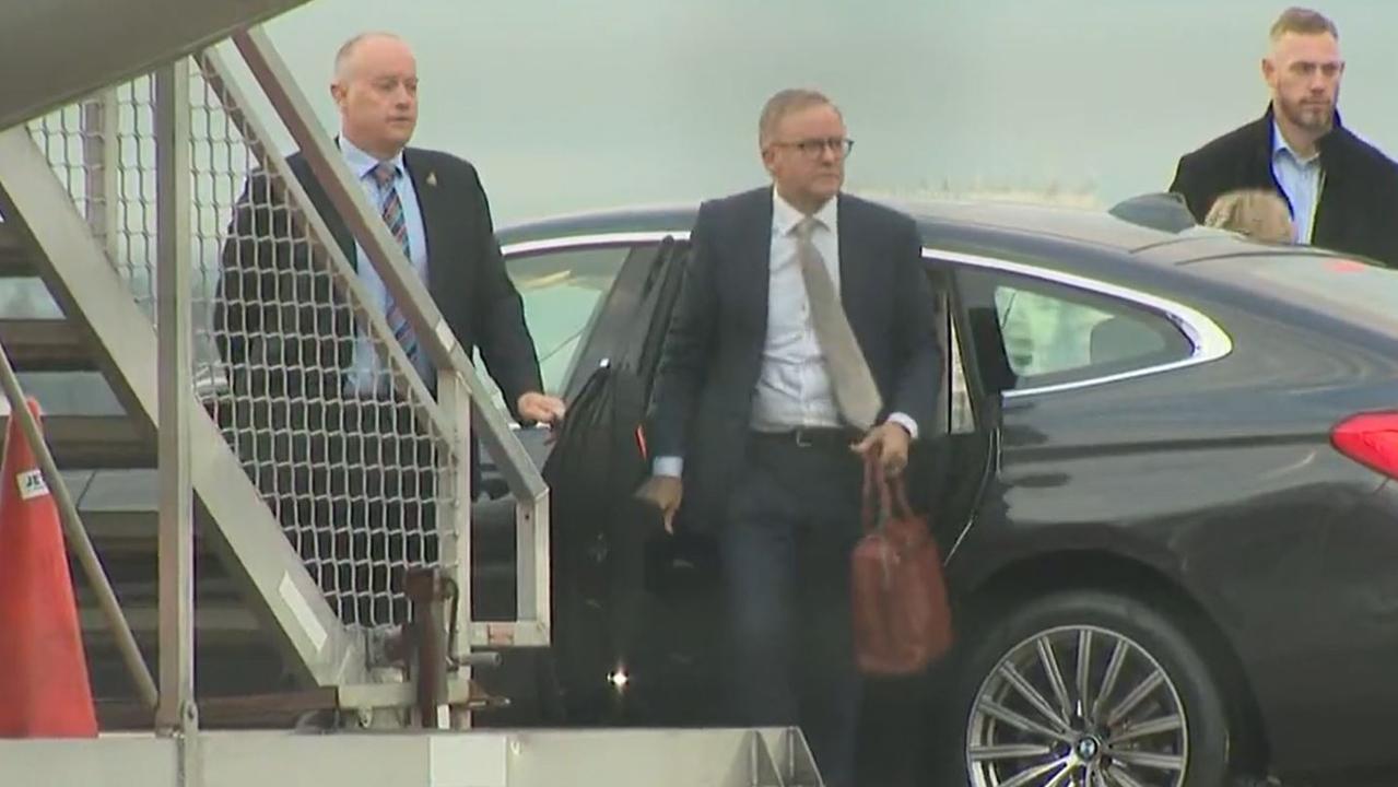 Anthony Albanese en route to be sworn in as Prime Minister. Picture: Nine News