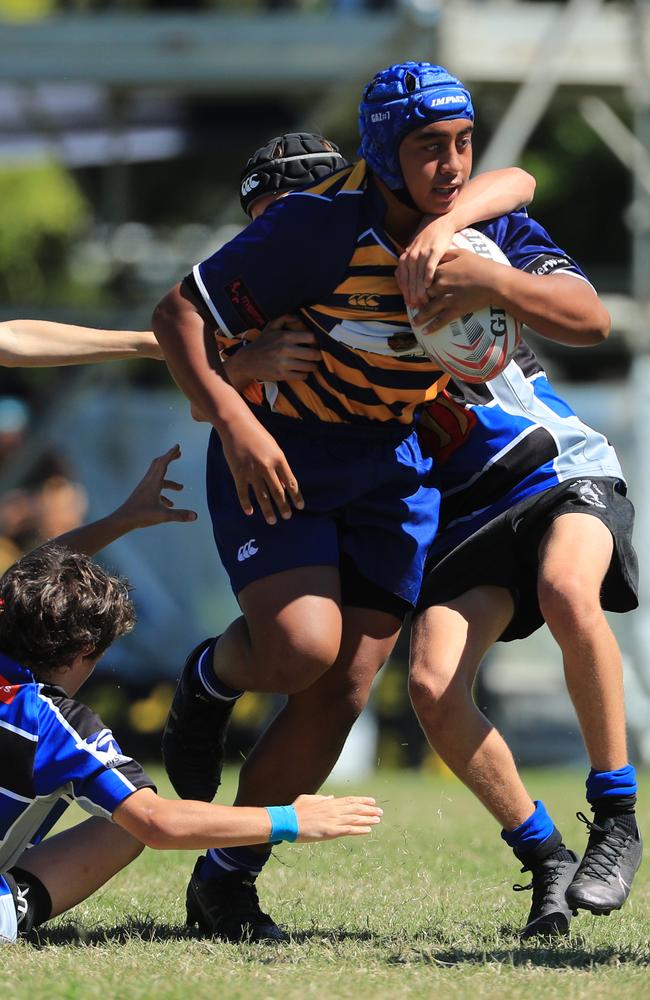 SURFERS PARADISE RUGBY, GOLD COAST , AUSTRALIA - April 10, 2021: Far North Coast U13s v USQ Saints U13s - Day Two of King of the Country rugby tournament.Played at Surfers Paradise Eagles Rugby Ground at Southport. Picture: Scott Powick Newscorp