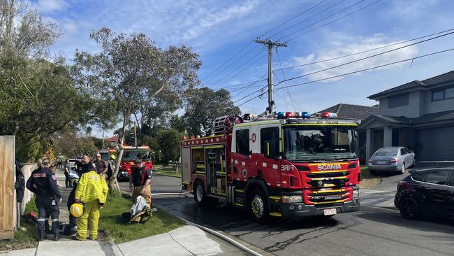 Emergency services at the scene of a unit fire in Ferntree Gully: Picture: Kiel Egging