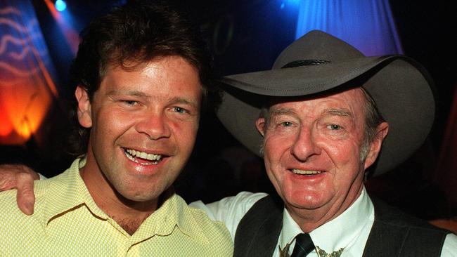 Troy Cassar-Daley with Aussie country music legend Slim Dusty in 1996.