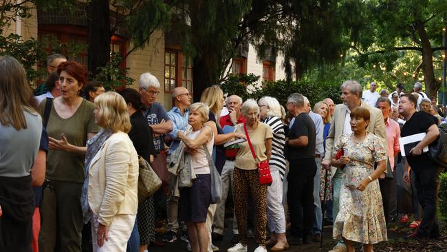 Residents line up to protest the proposed North Sydney Council rate rise. Picture: Jonathan Ng