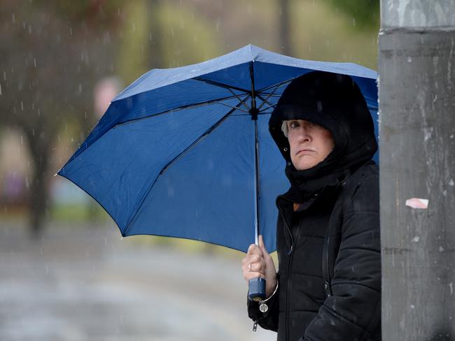 Wet weather in Victoria Square, Adelaide. Picture: Greg Higgs