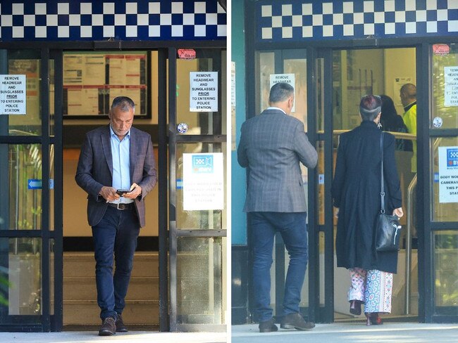 Stan Grant and wife Tracey Holmes are seen at Randwick police station in Sydney's east. Pictures: Media Mode