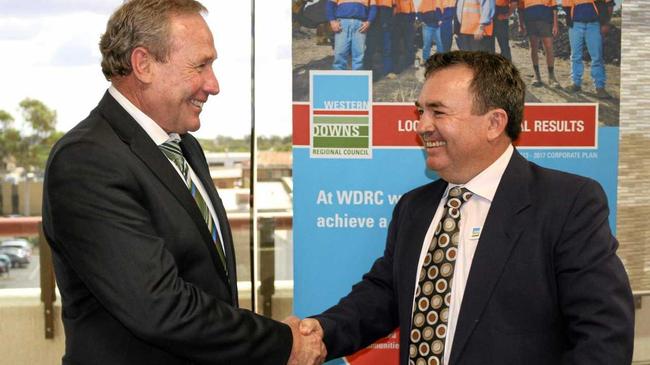 DEPUTY MAYOR: Mayor Paul McVeigh congratulated Cr Andrew Smith on being appointed as deputy mayor following a unanimous vote. Picture: Western Downs Regional Council