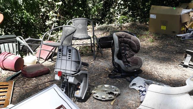 Piles of furniture and household goods have been dumped in Mt Dandenong. Picture: Paul Loughnan