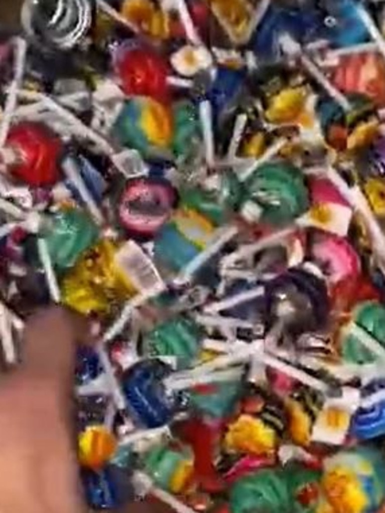 Urban Explorers find hundreds of lollipops and rows of unopened alcohol at the partly demolished Toombul Shopping Centre. Photo: TikTok