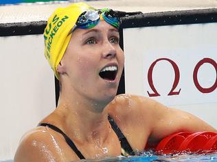 Australia's Emma McKeon wins the bronze medal in the Women's 200m freestyle final on day 4 of the swimming at the Rio 2016 Olympic Games. Bronte Barratt with her. Picture. Phil Hillyard