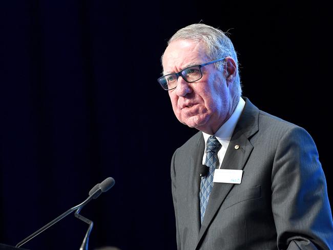 BRISBANE, AUSTRALIA - DECEMBER 17: Chairman of ANZ David Gonski speaks at the ANZ annual general meeting at the Brisbane Convention & Exhibition Centre on December 17, 2019 in Brisbane, Australia. ANZ is looking to avoid a second strike over executive pay packets following aggressive changes to renumeration plans including drastic reductions in executive bonuses as it confronts retail shareholders today. (Photo by Bradley Kanaris/Getty Images)