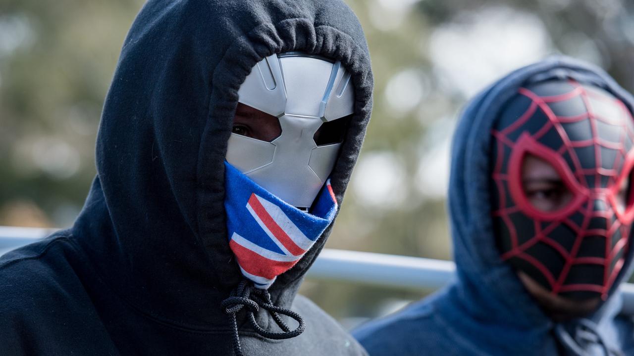 Anti-Islam groups the True Blue Crew and United Patriots Front hold a rally in Melton. Picture: Jake Nowakowski