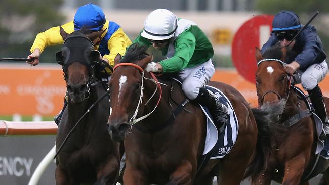 Estijaab winning the Golden Slipper in 2018. Picture: AAP