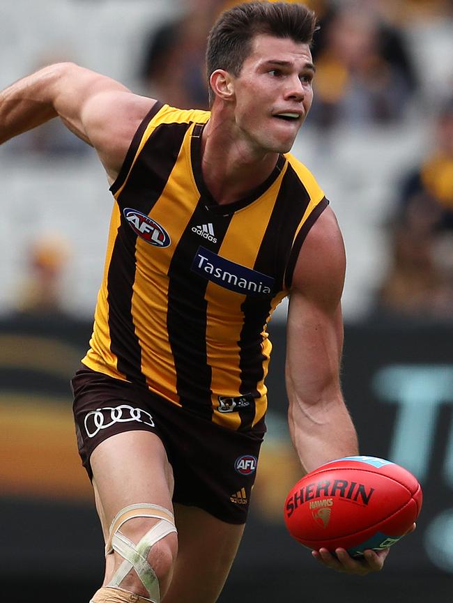 Star Hawthorn recruit Jaeger O’Meara hasn’t lived up to expectations — yet. Picture: Michael Klein