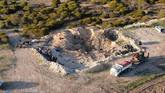 Drone footage of the Ponde property during the search for evidence in two murder cases. Picture: Nine News