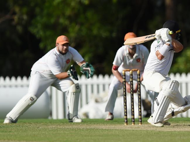 Kookaburra Cup cricket - Southport Labrador vs. Runaway Bay at Morrie Glasman Oval in Arundel. Southport Labrador batsman Nic Peterson out from this delivery. Picture: Lawrence Pinder