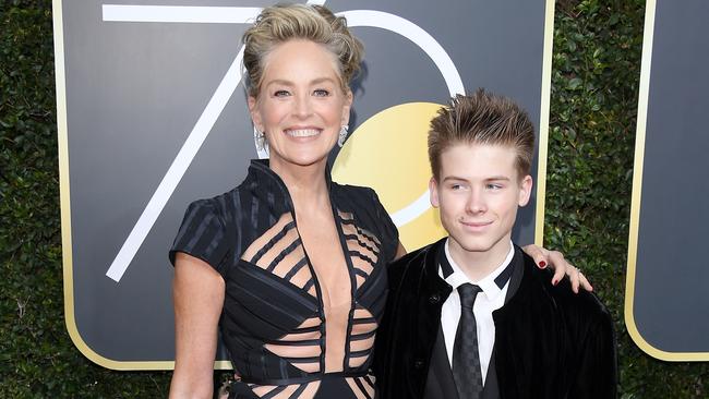 Actor Sharon Stone and son, Roan Joseph Bronstein attend The 75th Annual Golden Globe Awards, 2018. Picture: WireImage