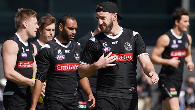 Lynden Dunn at Collingwood training before the preliminary final.