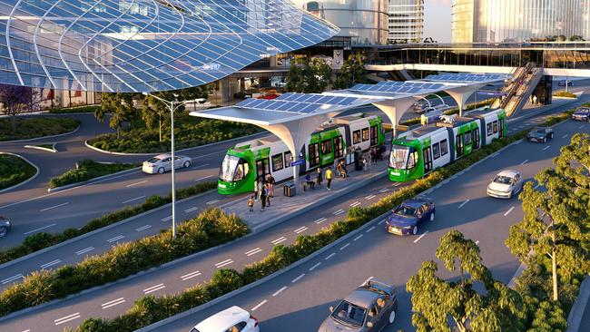 The proposed trackless tram route from Chadstone Station