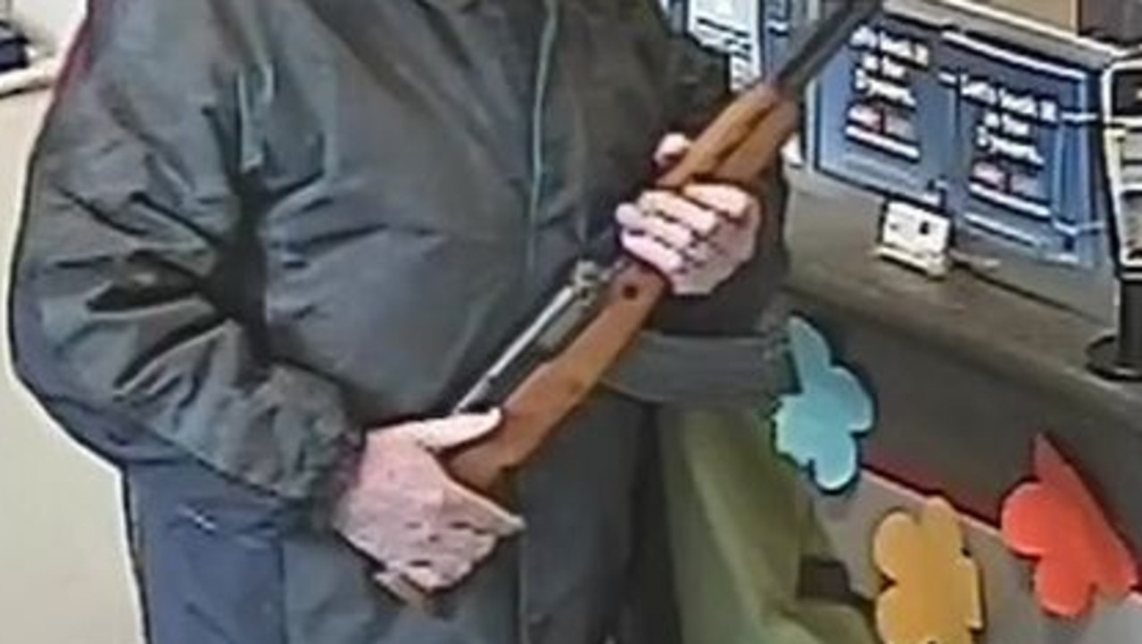 A CCTV shot of Parsons with his SKK 7.62 rifle. Picture: Supplied
