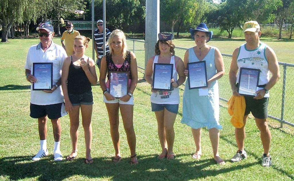 Brian Hunt, Penny and Sam Walsh, Samantha Rossall and Beth and Ken Matsuto with their Tumbulgum Australia Day awards. . Picture: Patrick Williams