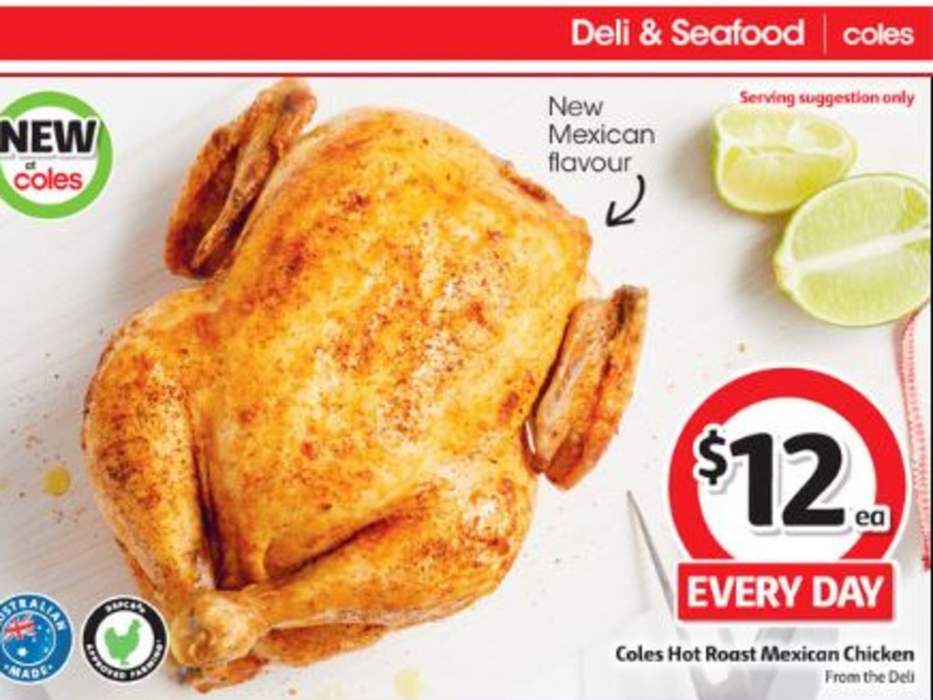 Coles has launched a new $12 ‘Mexican-inspired’ roast chook. Picture: Supplied